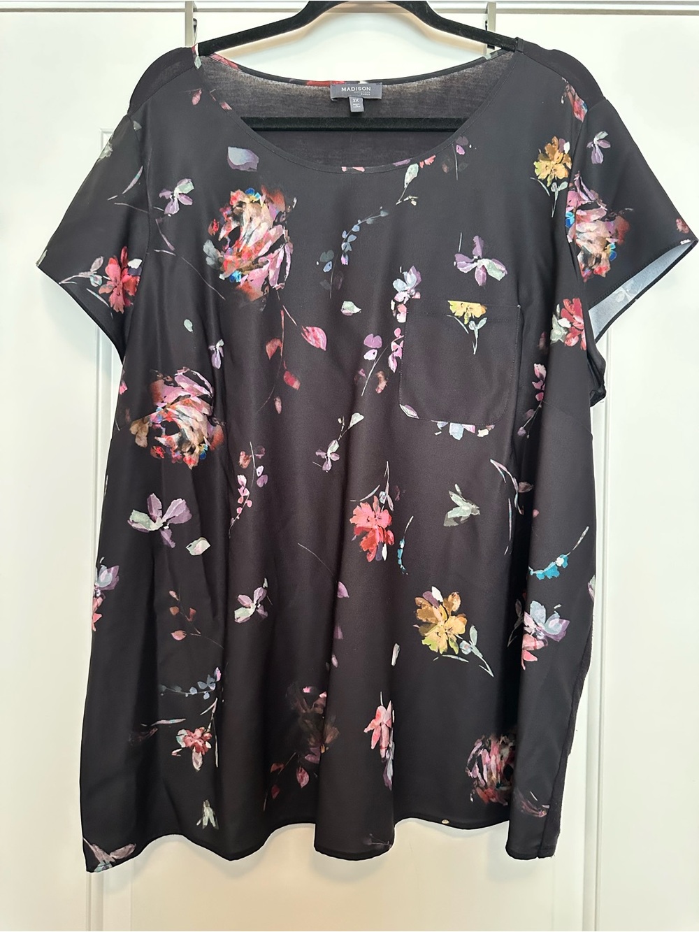 Madison Navy Floral Short Sleeve Women’s Top